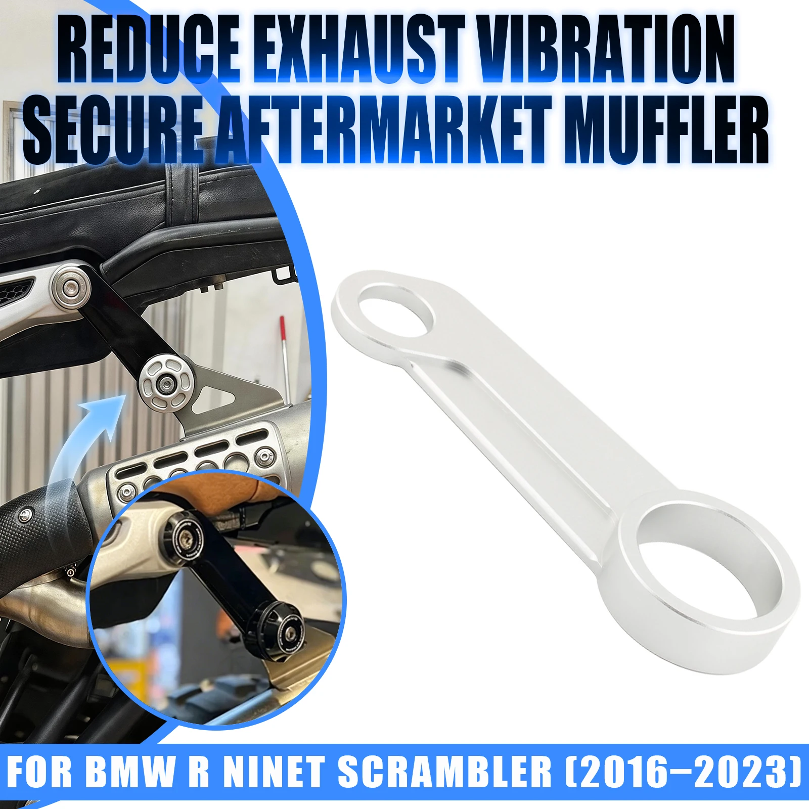Motorcycle Aluminum High Exhaust Pipe Holder Exhaust System Connecting Fixed Bracket For R nineT R9T Scrambler 2016-2024