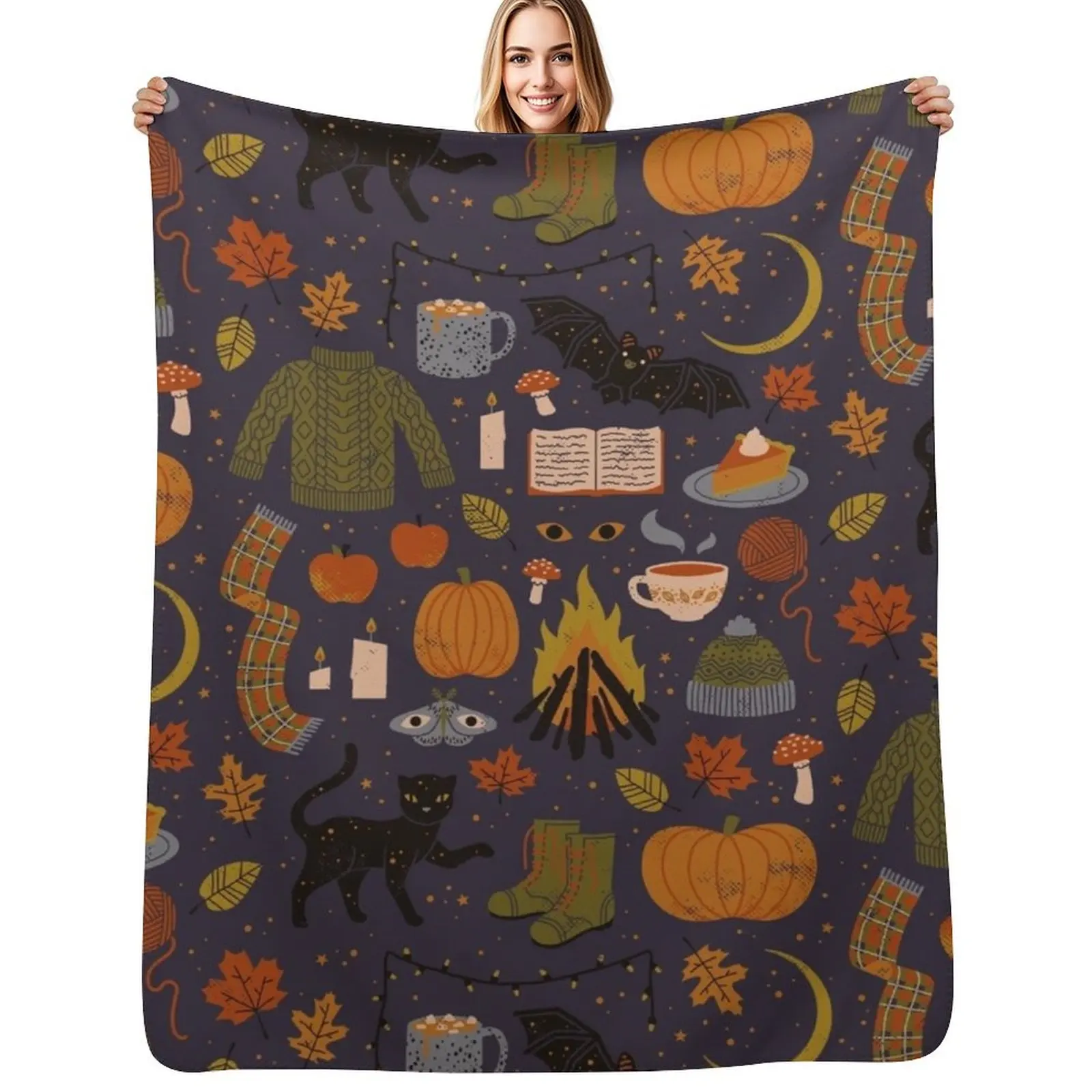 

Autumn Nights Throw Blanket Soft Cozy Blanket for Pet Kids Adults