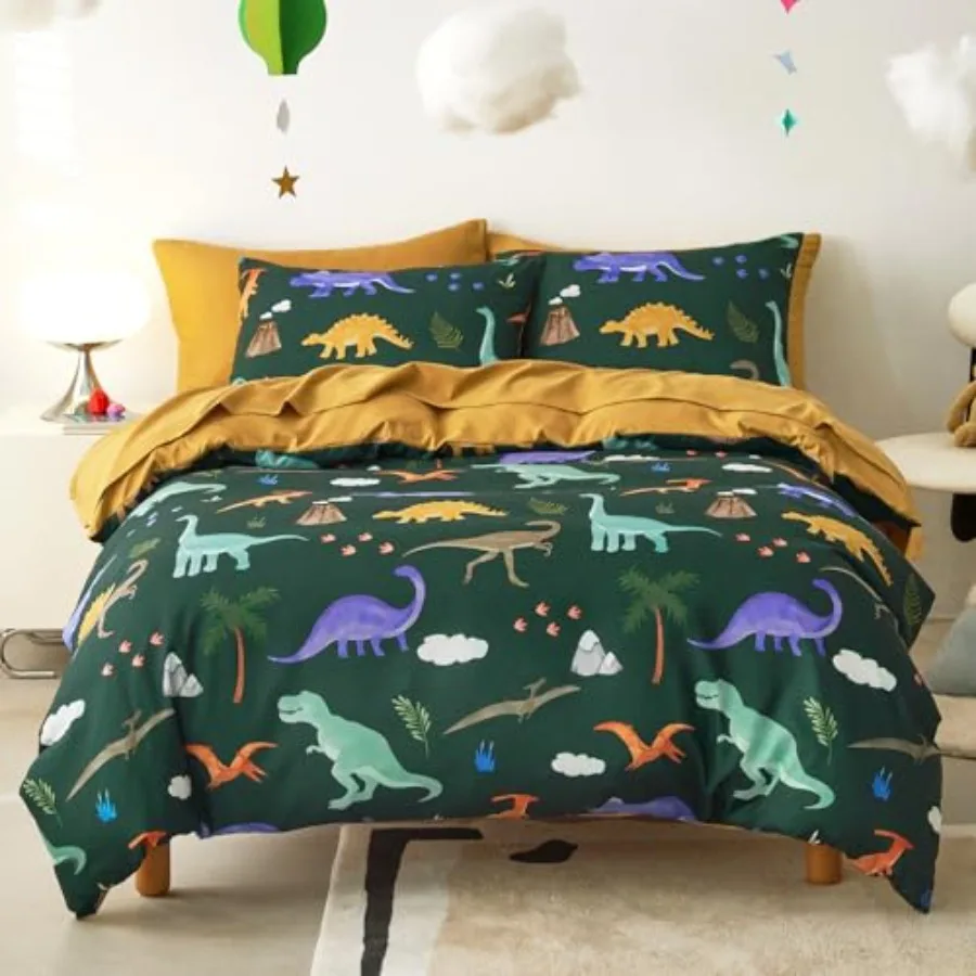 

Dinosaur Bedding Set for Boys Cute Colorful Dinosaur Soft Lightweight Comforter Set with Sheets 5 Pieces Bed in a Bag Size