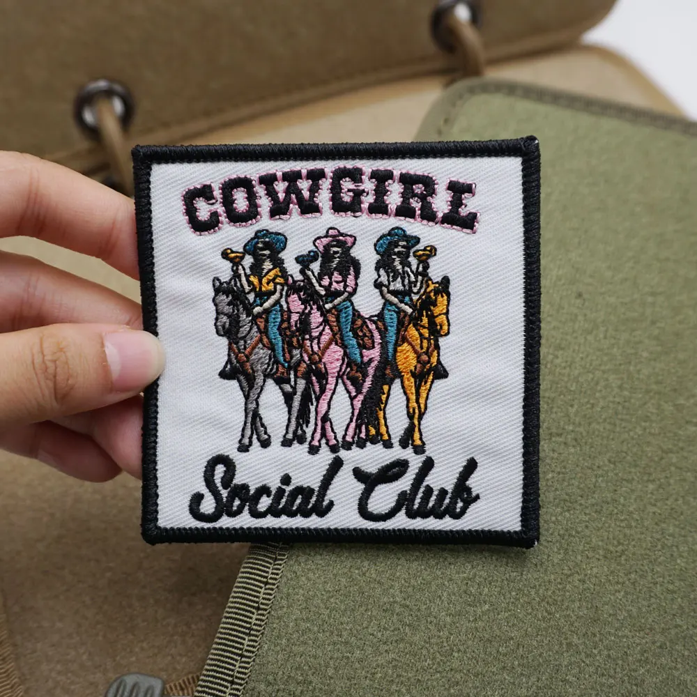 cowgirl social club,High quality embroidery patches,Tags and badges with hooks ,for clothing ,hats and backpacks