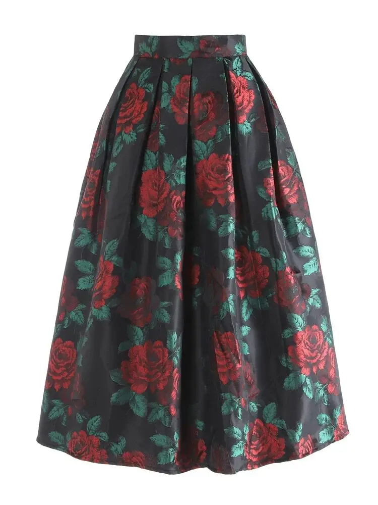 High Quality New Spring Summer Elegant Ball Gown Skirt All-match High Waist Embroidery Jacquard Mid-length A-line Puffy Skirts