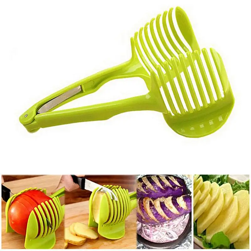 Stainless Steel Kitchen Handheld Orange Lemon Slicer Tomato Cutting Clip Fruit Slicer Onion Slicer KitchenItem Cutter Accessorie