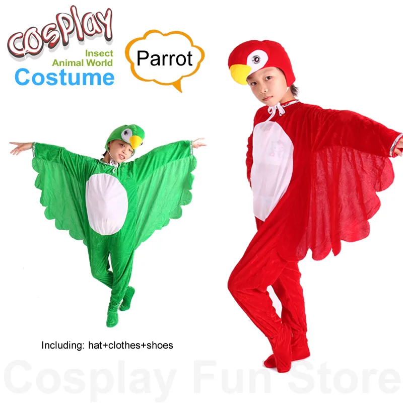 Kids Cosplay Parrot Performance Costumes Parakeet Budgerigar Jumpsuits Children's Dancing Dress Bird Animal Cartoon Stage Show