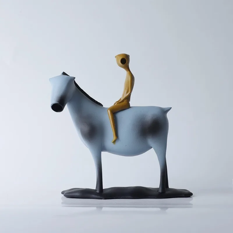 Modern simple resin black gold man sitting horse living room home study bedroom jewelry ornament