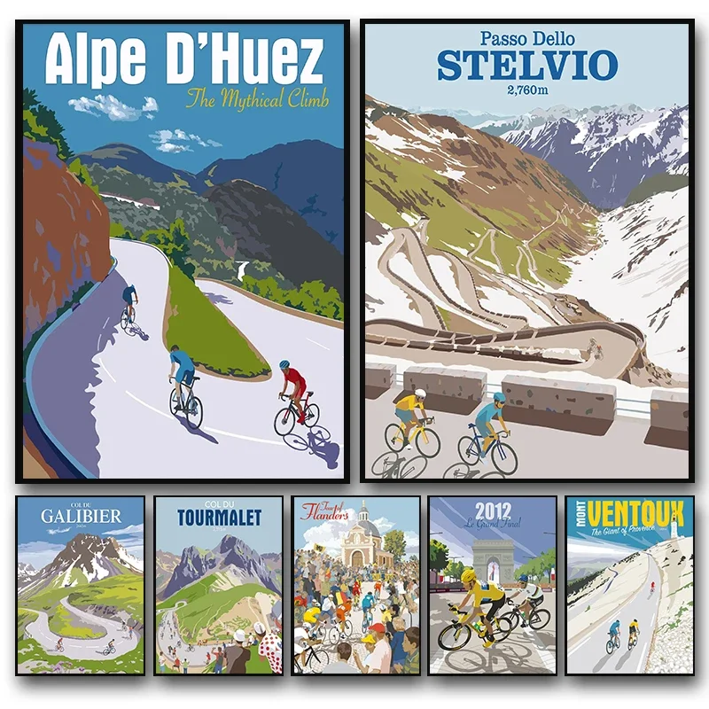 Mountain Bicycle City Bike Race Cycling Tour of Flanders Art Posters Canvas Painting and Prints Sports Pictures Room Home Decor
