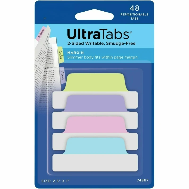 

Ultra Tabs, 2.5" x 1", 48 Margin Tabs, Assorted Pastel