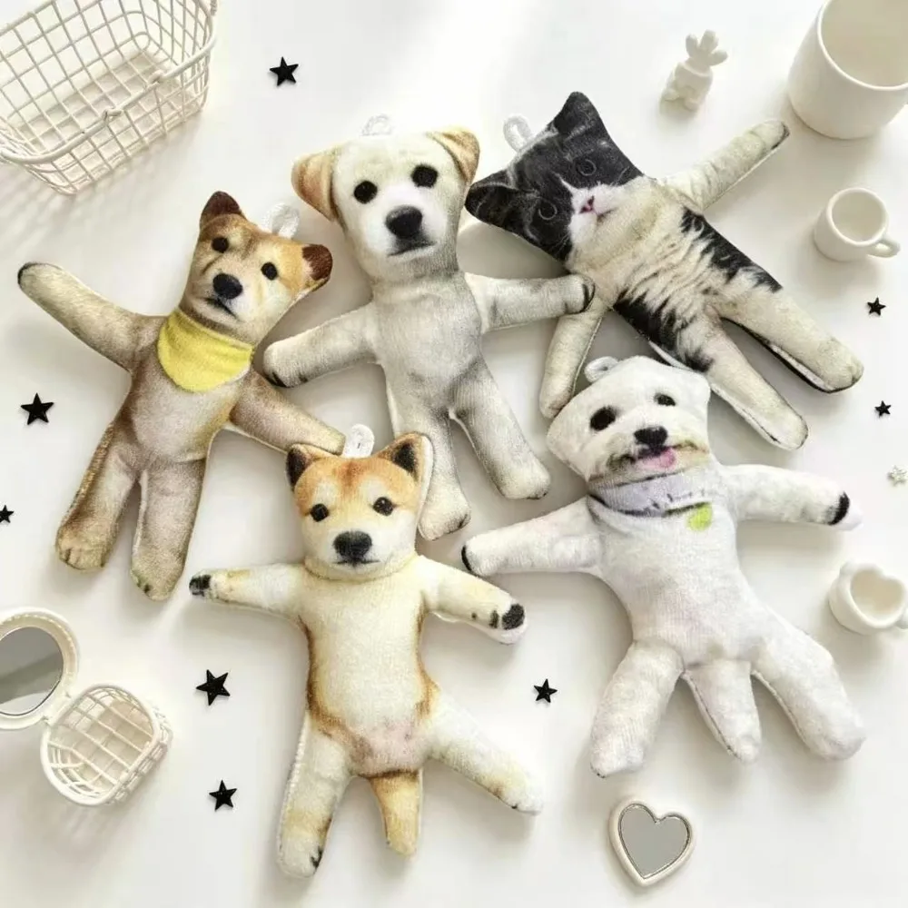 8CM Cute Cat and Dog Mini Mouse-shaped Milk Rat Dry Abstract Doll with Wire Skeleton Limb Separated Abstract Twist Keychain