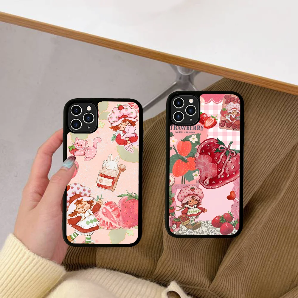 S-Strawberry Pink Shortcake Phone Case Silicone PC+TPU For For IPhone 11 12 13 14 15 16 Plus Pro Max Cover