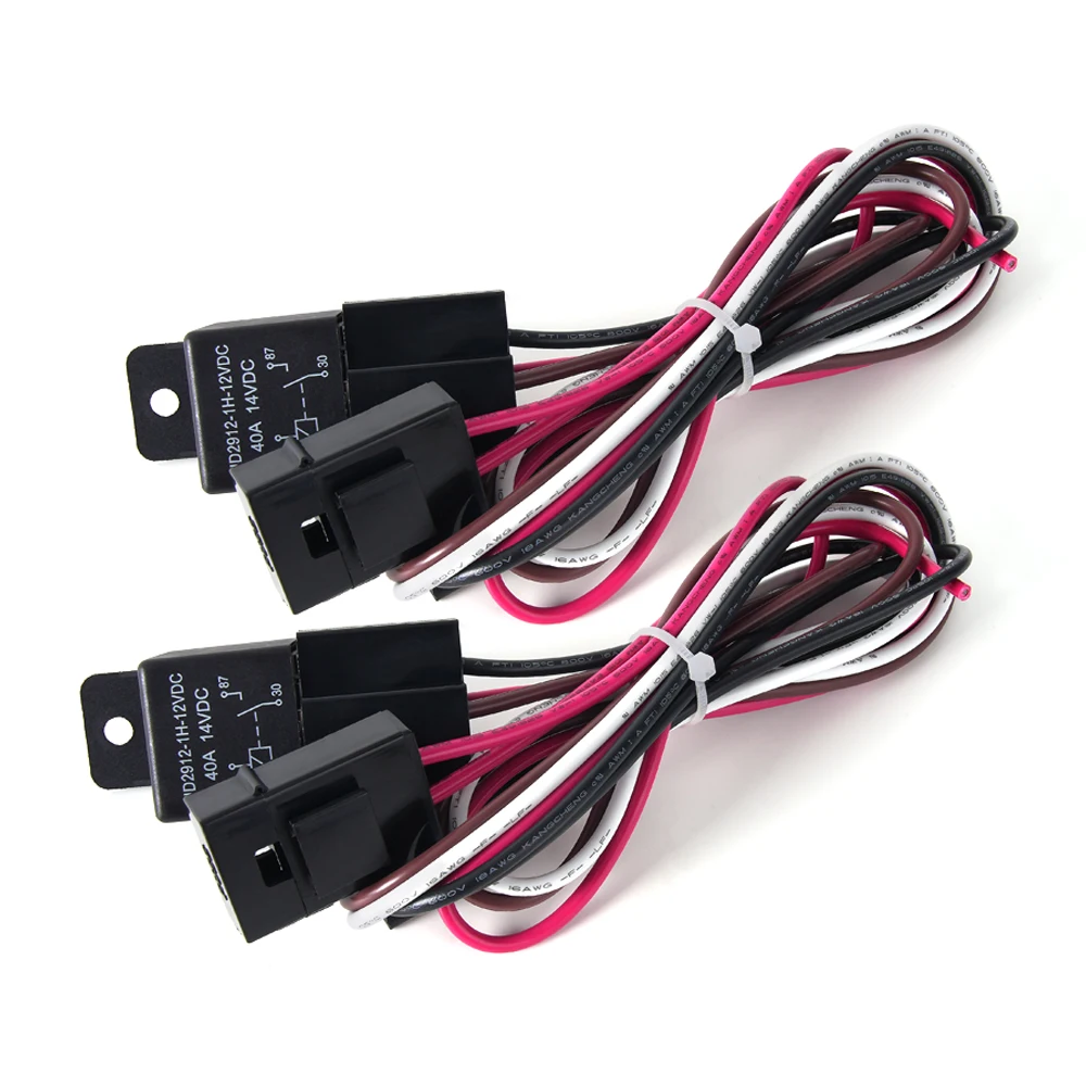 40A Dual Electric Cooling Fan Wire Harness Install Kit With Thermostat Radiator Temperature Sensor Switch 185 On 175 Off WH001
