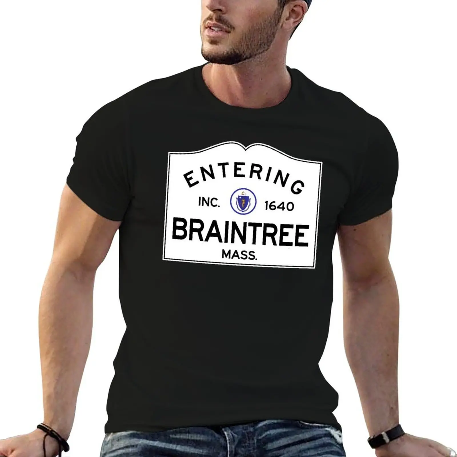 Entering Braintree Massachusetts - Old School Mass. Road Sign T-Shirt