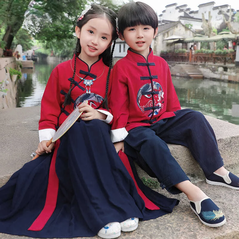 

Hanfu Dress Girls Ancient Chinese Tang Suit Costume Boys Traditional Chinese Clothing Han Dynasty Folk Hanfu Dress Performance