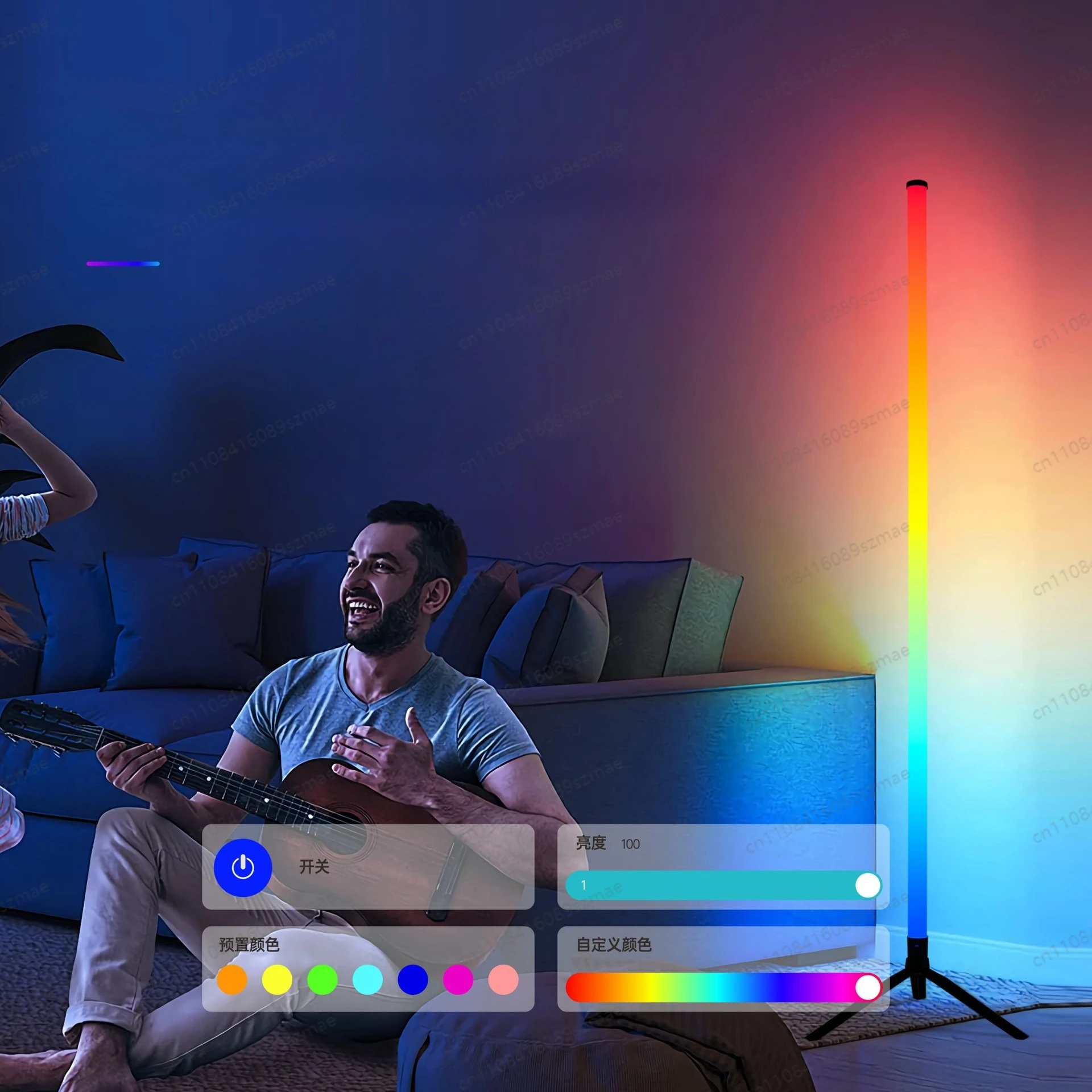 

360° Emitting Corner Floor Lamp, Sound Activated Rhythm Lamp, Desktop Ambient Decor Light for Home Bedroom Gaming Streaming Room