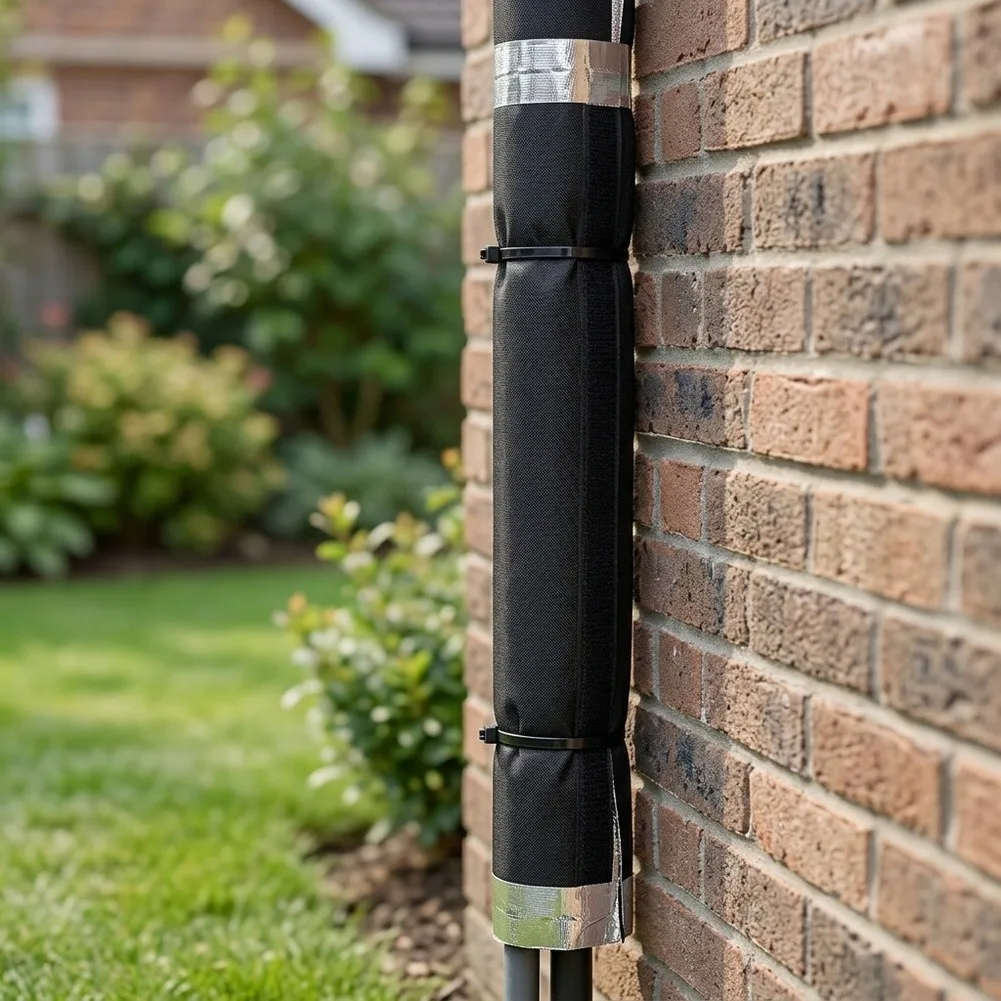 HVAC Insulation Cover Roll for AC Line Sets For Outdoor Pipe Protection Black Foam and Aluminum Foil 182.9 x 25.9 cm
