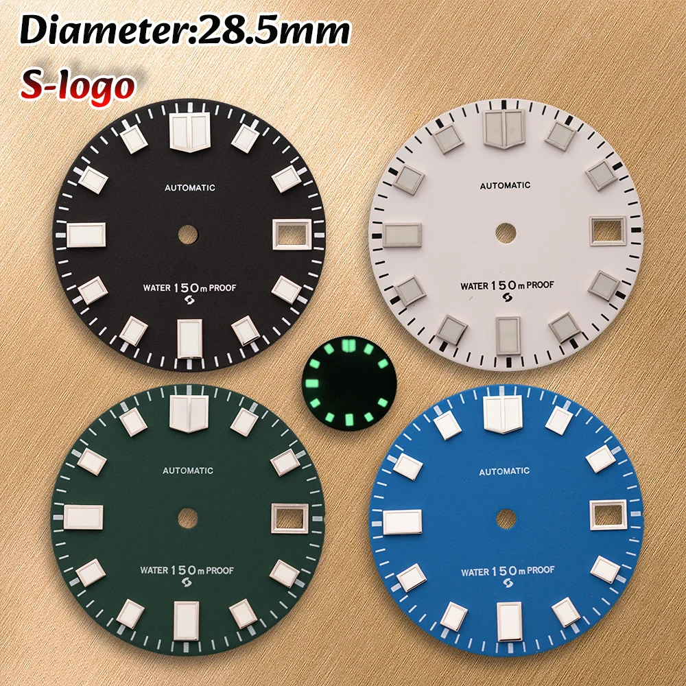 S Logo 28.5mm Matte Dial NH36/4R/7S/NH35 Movements C3 Green Luminous Watches for men Watch Modification Accessories