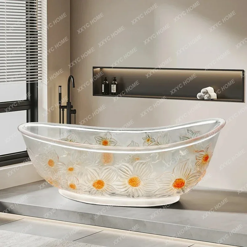 LLight luxury high-grade transparent crystal household bathtub independent integrated forming bathtub Hotel bathtub