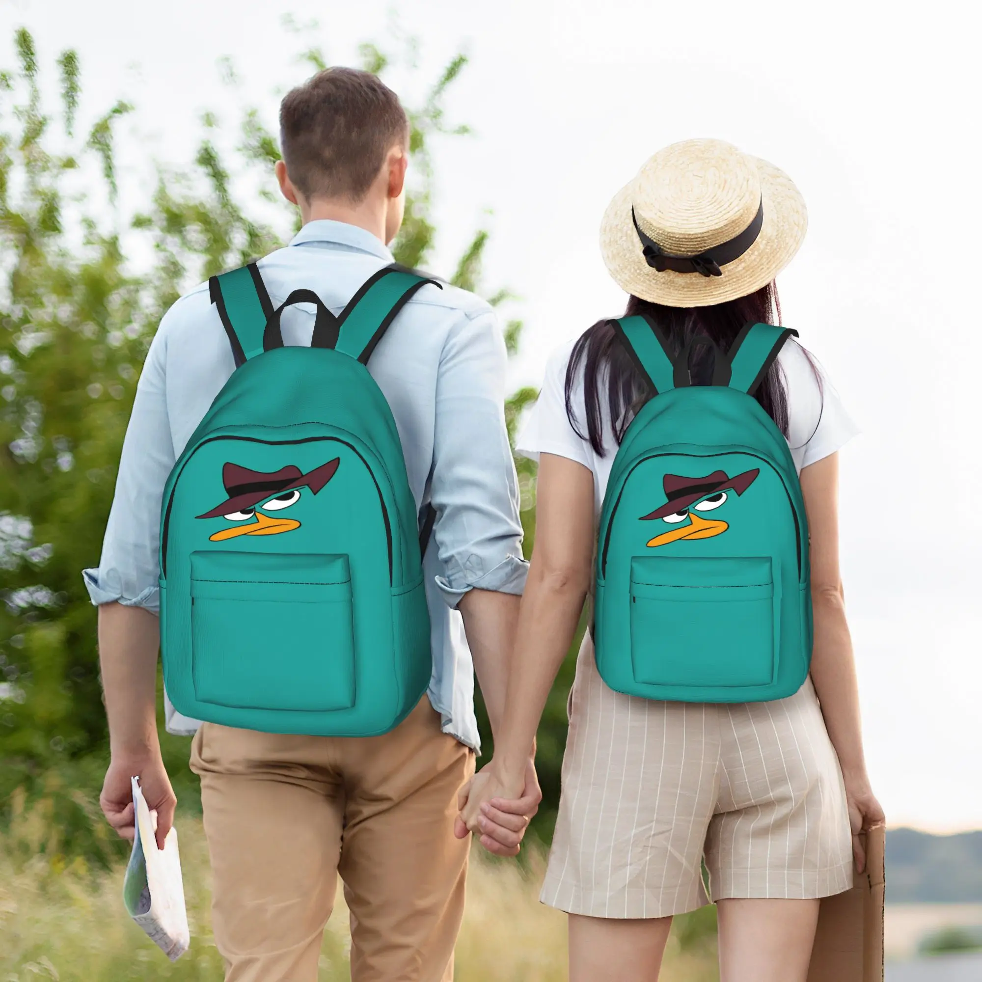 Perry The Platypus Cool Backpack Sports High School Hiking Travel Cute Duck Daypack for Men Women Laptop Canvas Bags