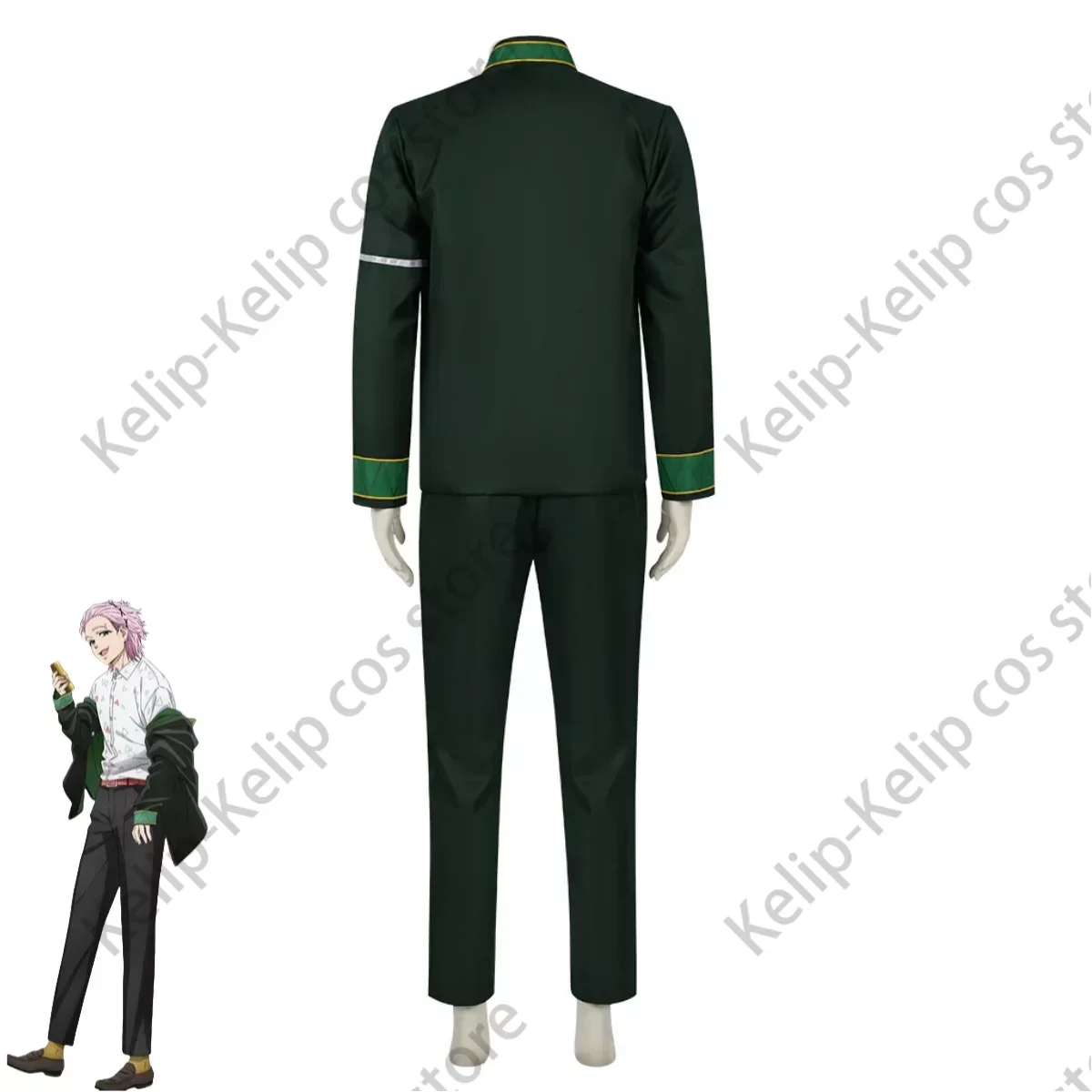 Anime Wind Breaker Mitsuki Kiryu  Cosplay Costume Black School Uniforms Printing Shirt Wig Adult Man Carnival Halloween Suit