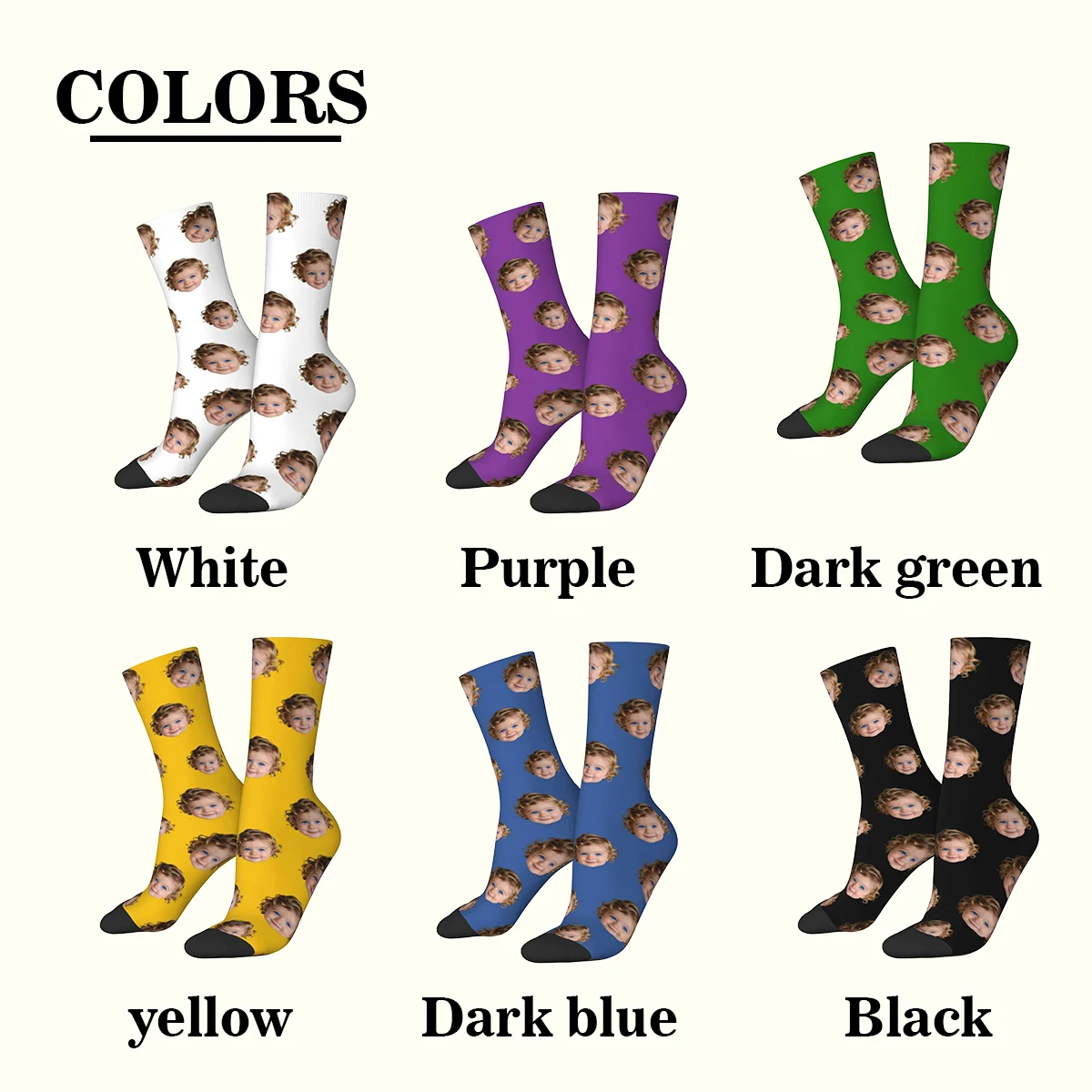 Skarpetki z własnym wzorem twarzy unisex, personalizowane, zabawne skarpetki z wzorem twarzy, na zamówienie, idealne na prezent walentynkowy.