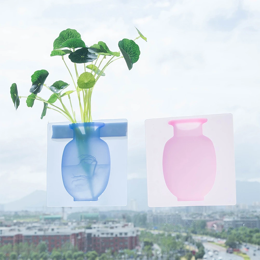 

2 Pcs Suction Cup Wall Vase Creative Flower Refrigerator Sticker Fridge Household Punch Free