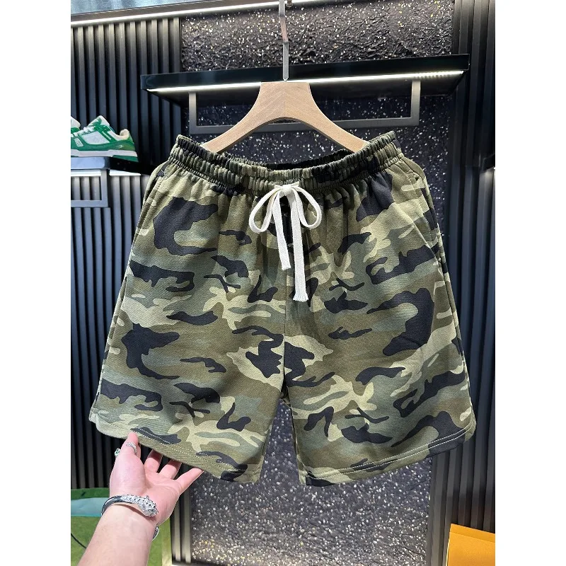 Camouflage-Shorts für Herren 2026 Sommer Lockere Strandshorts Amerikanische Modemarke Kordelzug Freizeithosen Sporthosen