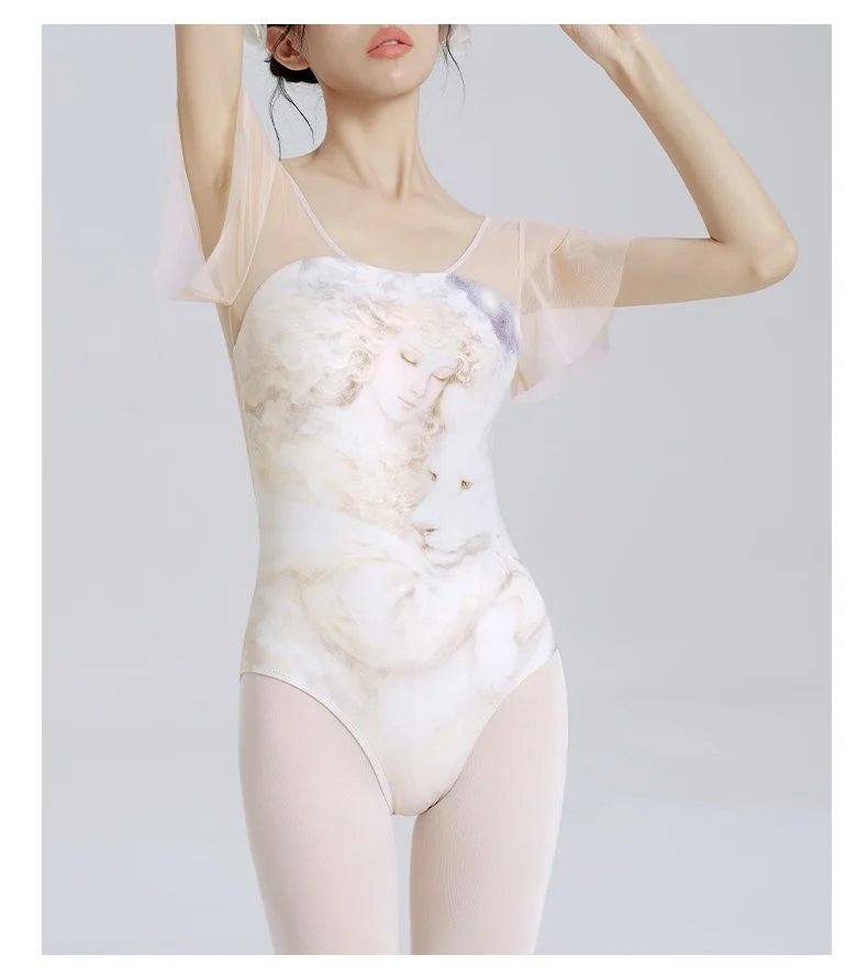 

Ivoogle Women's Strapless Ballet Leotards Nylon Mesh Splice Sleeveless Dance Bodysuit Adult Gymnastics Uniforms