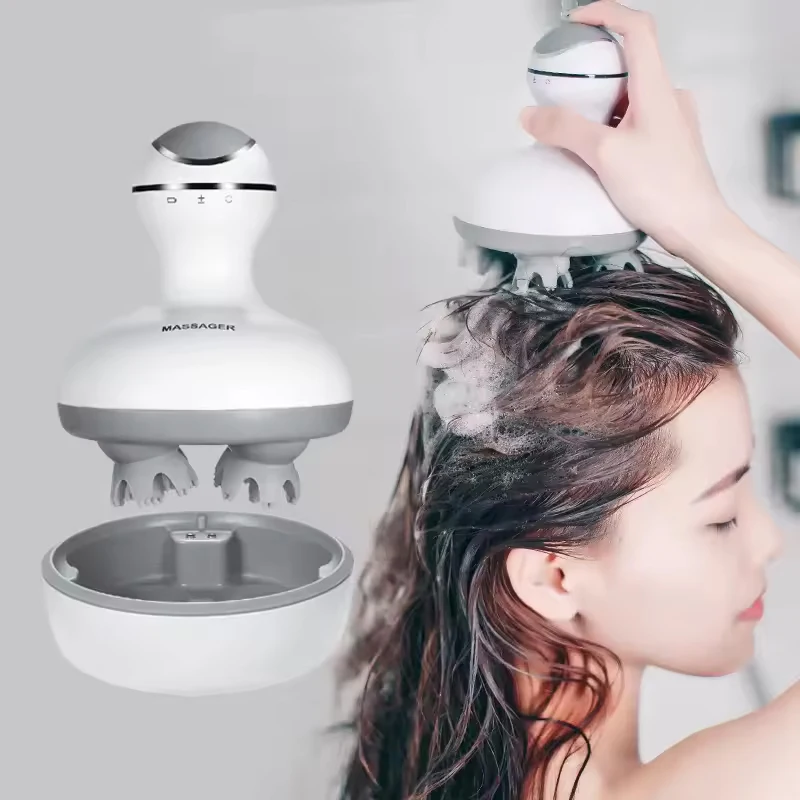 

3D Head Scalp Massager with 4 Replacement Massage Heads Portable Head Scratcher for Stress Release and Hair Growth