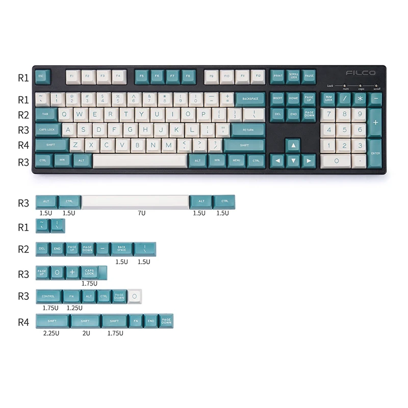 

MAXKEY White Green SA Keycaps doubleshot ABS 134 keys for cherry mx mechanical keyboard 84 68 87 980 layouts