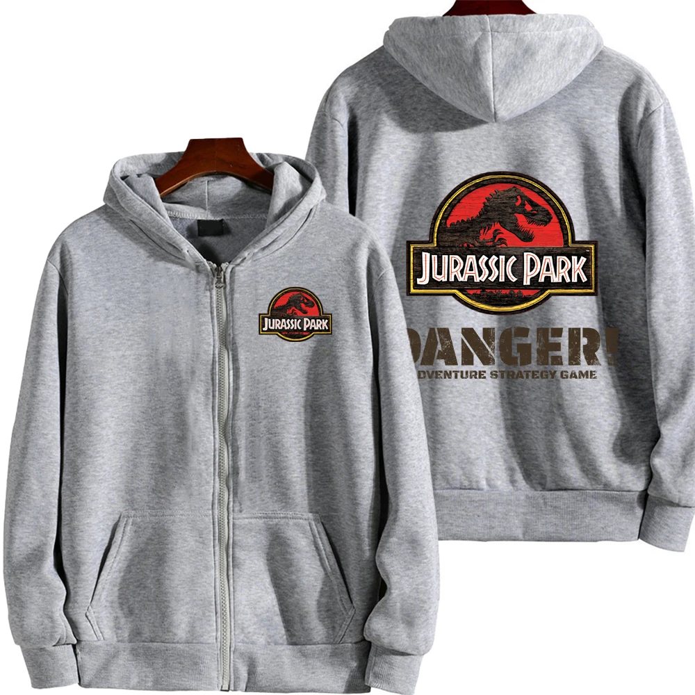Jurassic park dos desenhos animados anime masculino zíper hoodie primavera outono feminino moletom 2026 nova moda casal jaquetas roupas topos