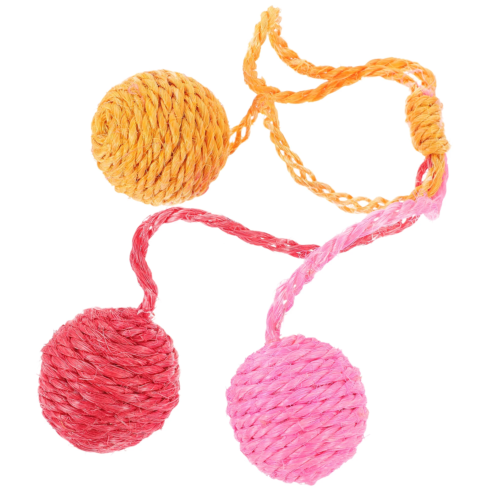 

2 pcs Sisal Ball Indoor Chase Interactive Rope Pet Space Saving Durable Scratch Colorful Entertaining Hanging For Small