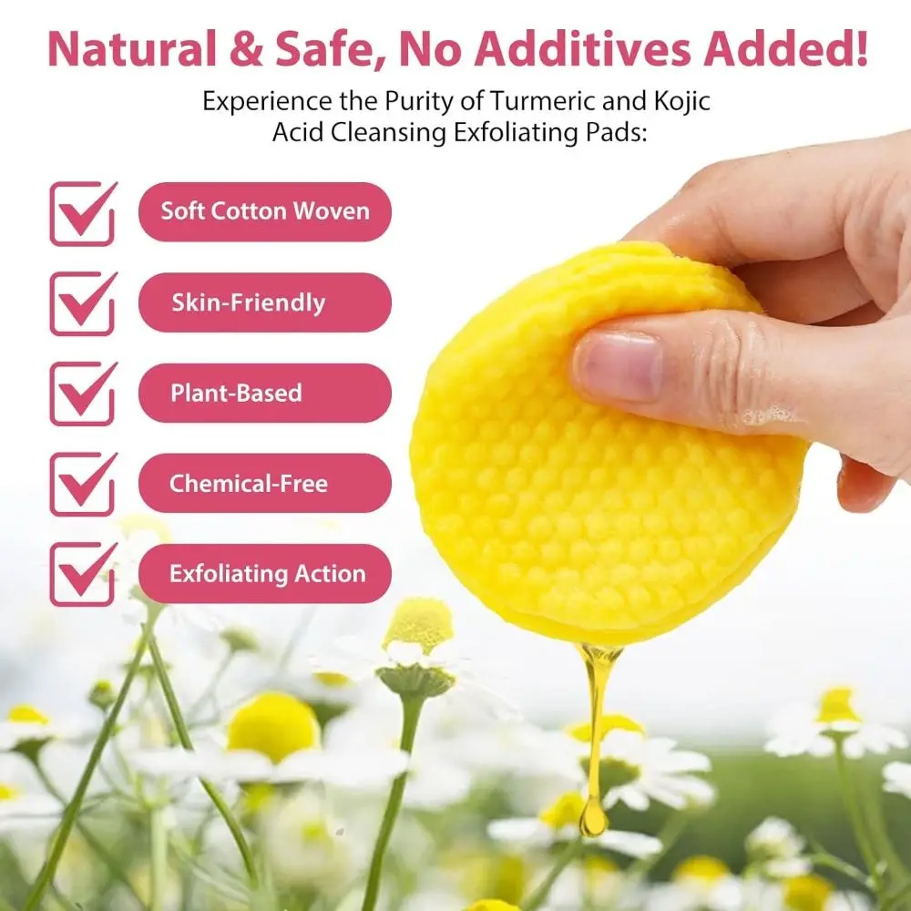 Helps Balance Skin Oil Kojic Acid Turmeric Cleansing Pads Exfoliating Cleans Deep Natural Turmeric Face Cleansing Pads