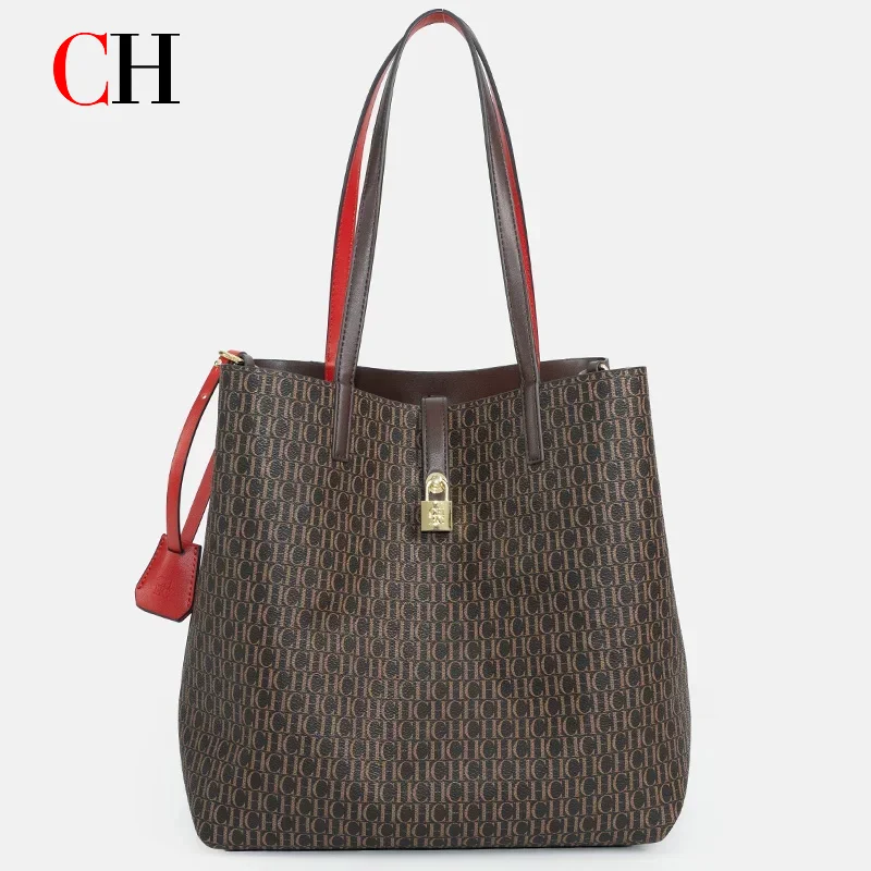 

CH женская сумка через плечо большой вместимости, многофункциональный дизайн, с брендовым узором, новинка 2025, сумка-ведро