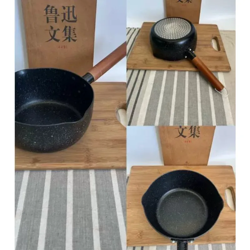 18CM Marble Non stick Milk Pot Thickened Japanese Noodle Pot Snow Flat Pot Wheat Rice Stone Supplementary Food