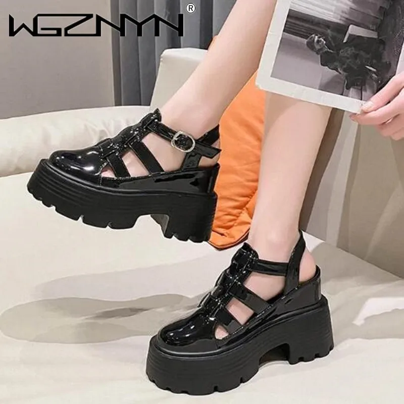 NEW High Platform Sandals New Summer Hidden Heel Casual Mules Shoes Female Outside Beach Slipper Breathable Chunky Sneakers 11CM