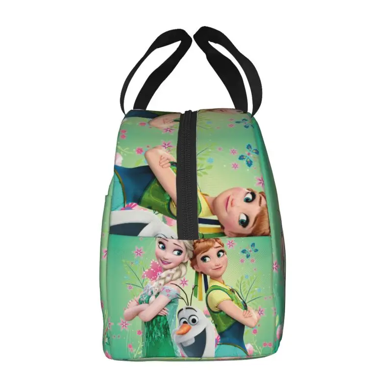 Custom Cartoon Frozen Princess Lunch Bag Reusable Cooler Thermal Insulated Lunch Box for School Multifunction Food Bento Box