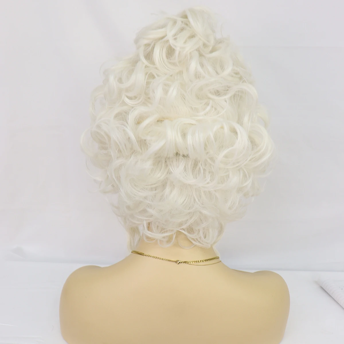 Off White Golden European Court Style Heat Resistant Wig, Rococo Retro Tall Updo With Loose Curls,for Halloween, Stage