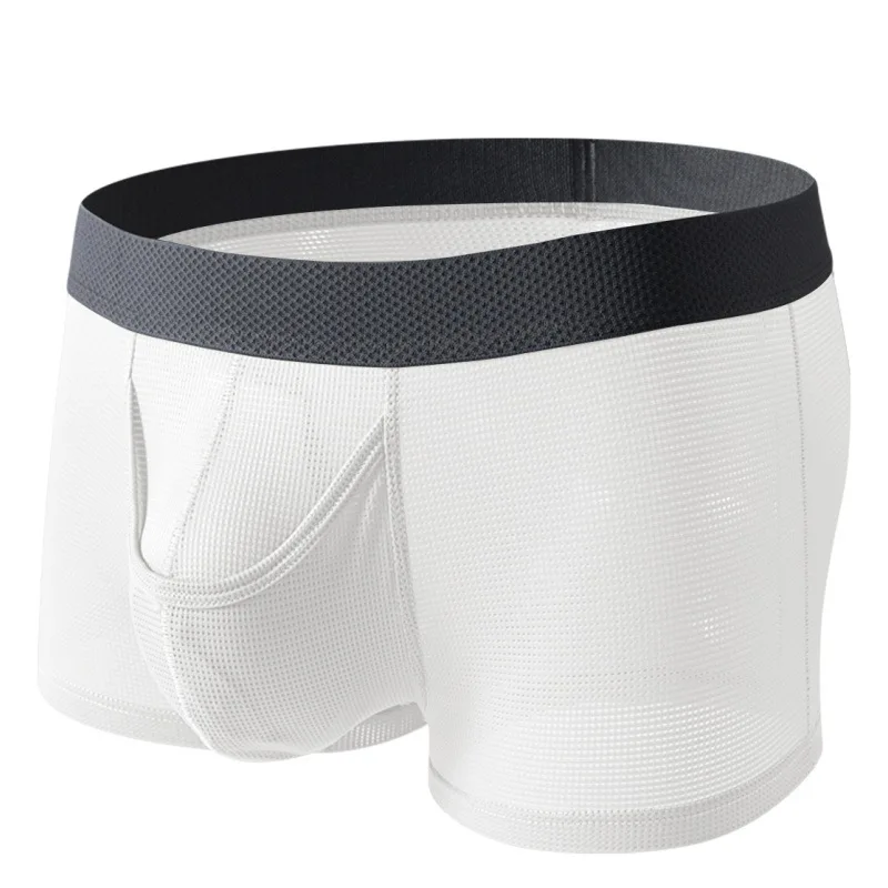 Men's ice silk underwear boxer solid color fashionable breathable men's simple boxers 2333-PJ