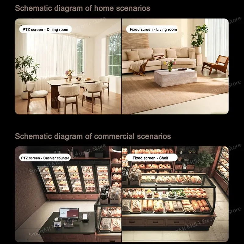 XIAOMI Smart Camera 4 Dual-Lens 3K Dual View, AI Human/Pet/Baby Cry Detection,Wi-Fi 6,Color Night Vision,CN Version With Adapter