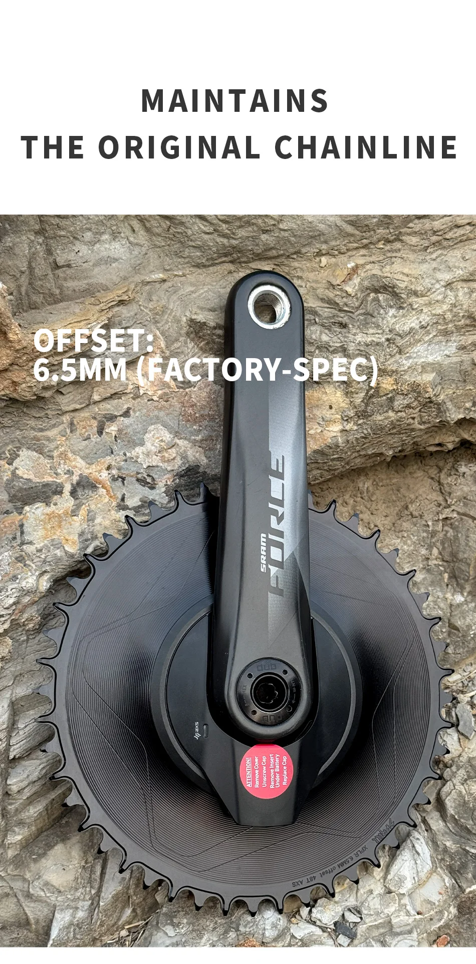 PASS QUEST Gewindekettenblatt – Kompatibel mit SRM E1 AXS Integriertem Gewinde-Spider-Leistungsmesser (Gravel 1x) – Detail 4