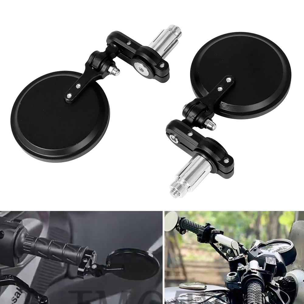 2PCS Universal motorcycle bike modified retro folding motorcycle rearview mirror black blank 22mm handlebar rearview mirror