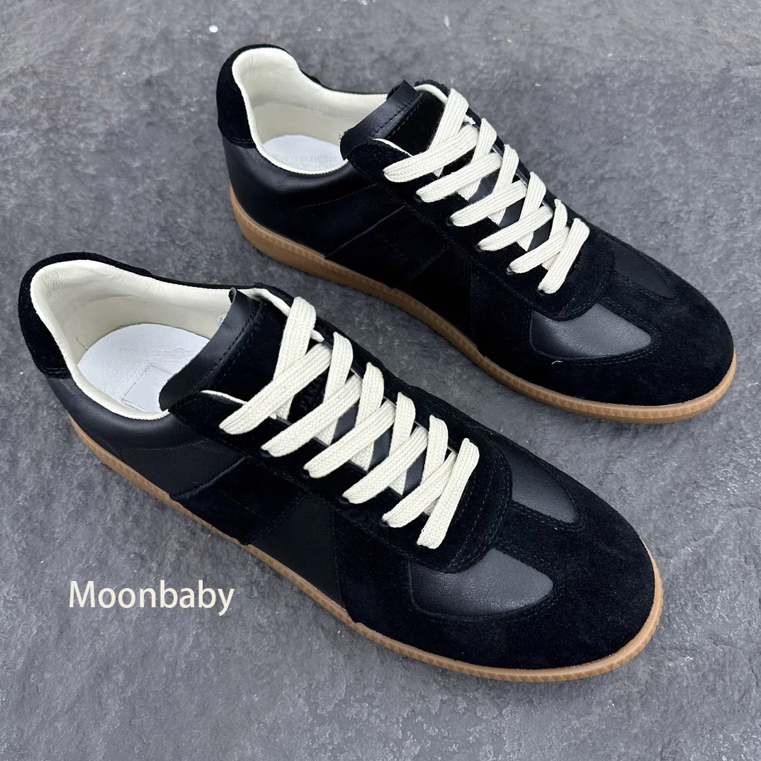 2024 Couple Fashion Simple Color Blocking Lacing Leather Comfortable Soft Bottom Casual Flat Men's and Women's Shoes, FallWinter