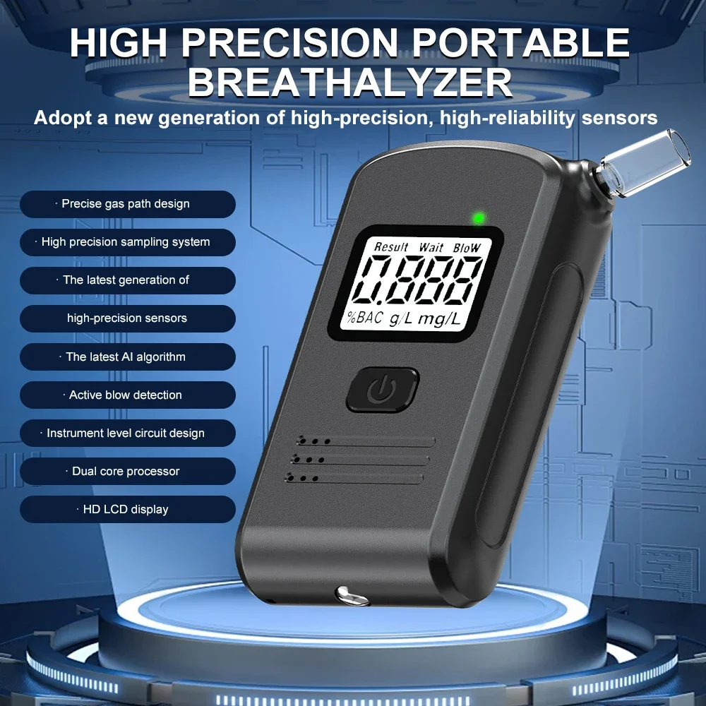 جهاز اختبار شرب الكحوليات الرقمي المهنية كاشف الكحول الكحول الشرطة Alcotester شاشة الكريستال السائل اختبار القيادة في حالة سكر للمنزل
