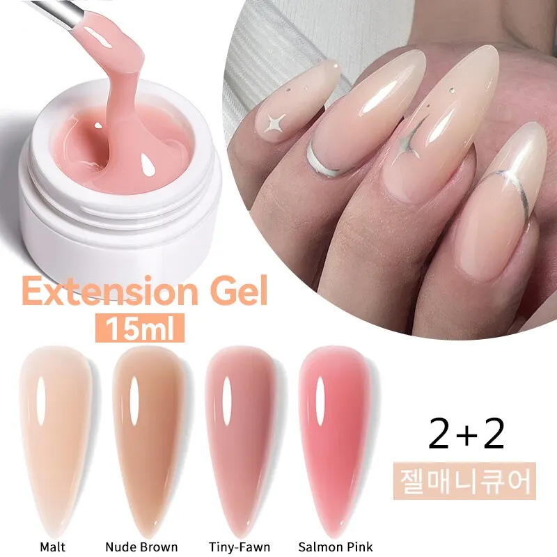 

UR SUGAR 4Pcs/Set 15ml Extension Gel Polish Hard Jelly Nail Gel Pink Brown Color French Soak Off UV Construction Gel