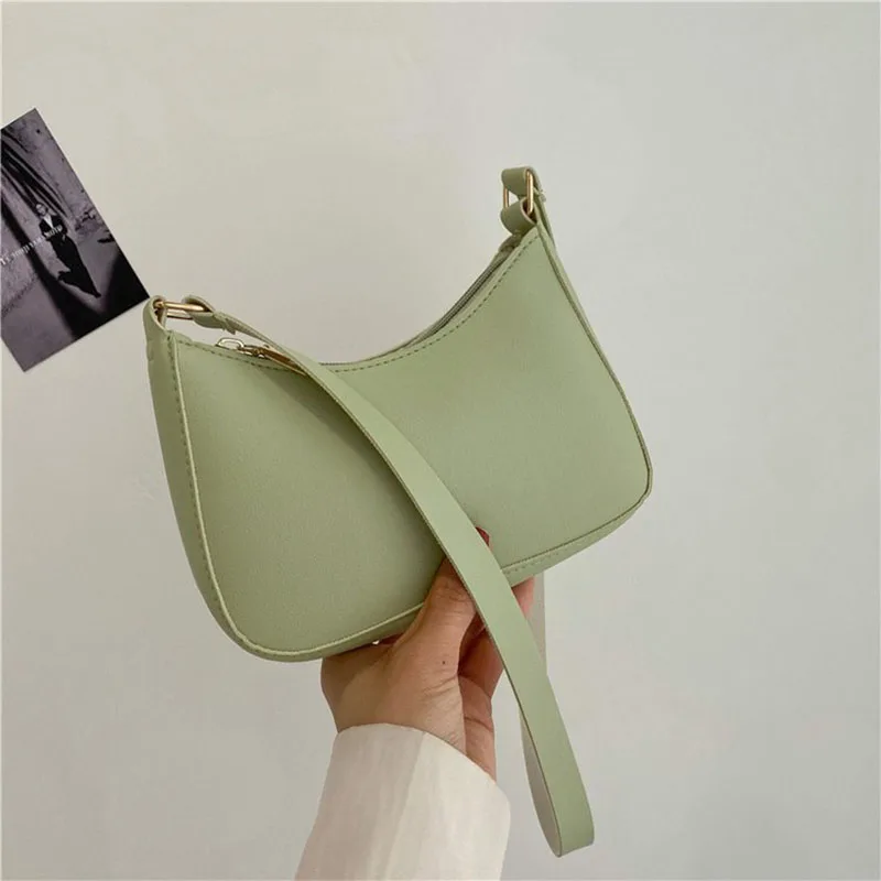 Womens Fashion Handbags Retro Solid Color PU Leather Shoulder Underarm Bag Casual Hobos Handbags