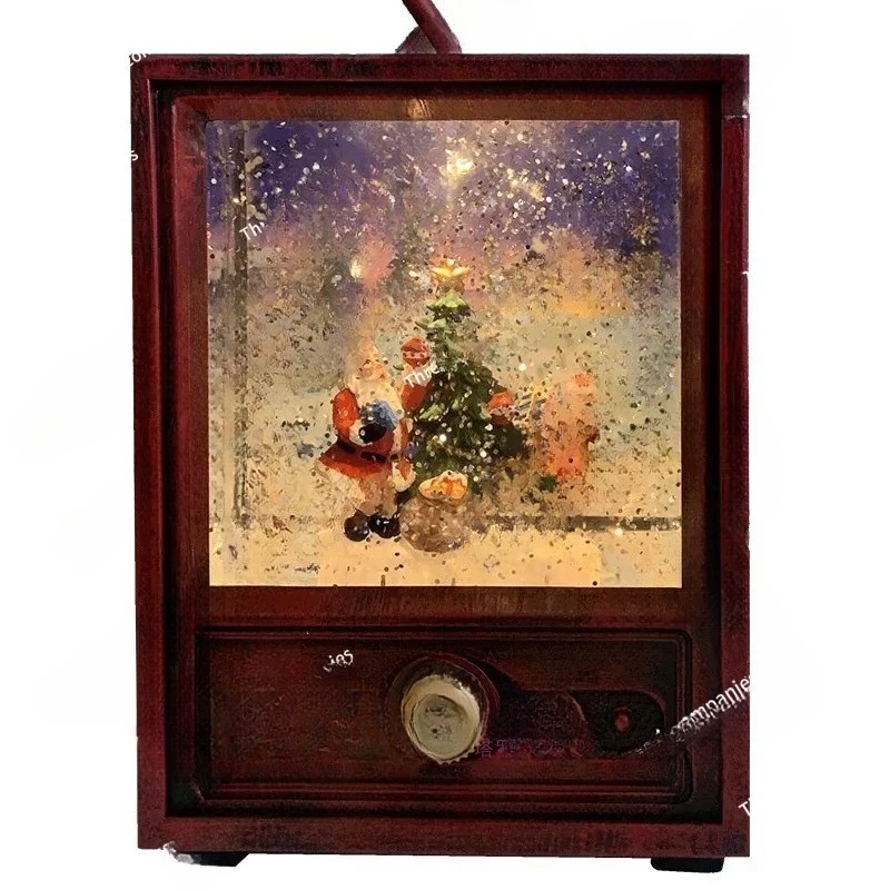 

New TV shape snow wind lantern Santa Claus interior music box children's birthday gift ornament