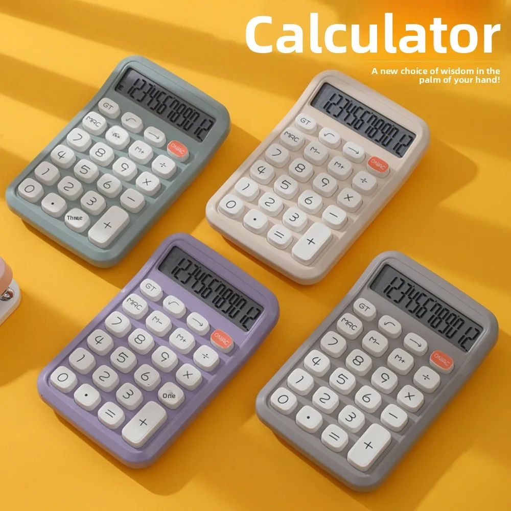 

12 Digits Small Calculator Lightweight Accounting Tools Arithmetic Calculator Candy Color Portable Student Calculator