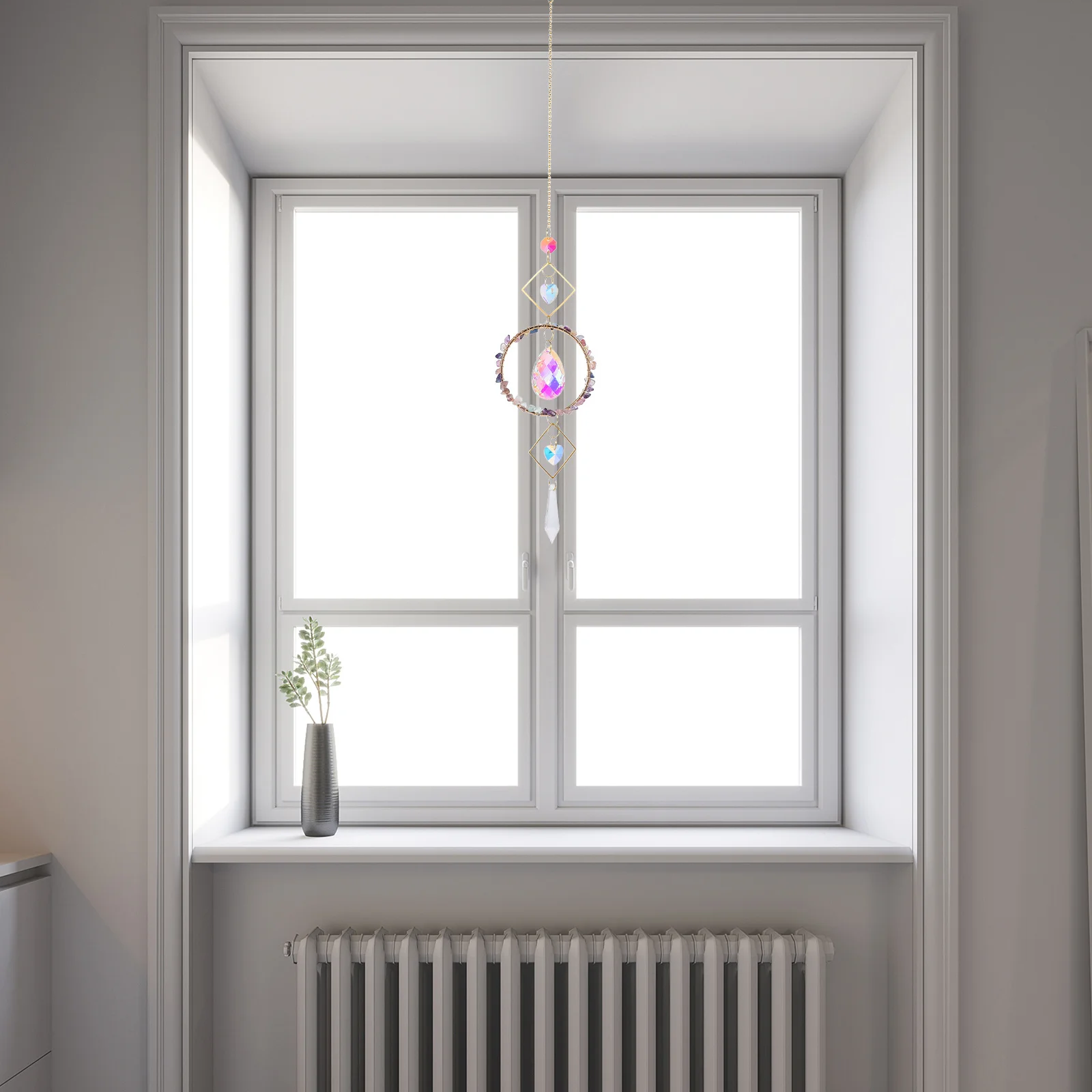 

Crystal Pendant Desktop Sun Catcher Window Copper Colorful Embossed Decorative Catchers