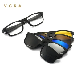 VCKA Magnetic Suction Sleeve Mirror Polarized Sunglasses Male Driving Night Vision Goggles Clip Female Myopia Frame Eyewear