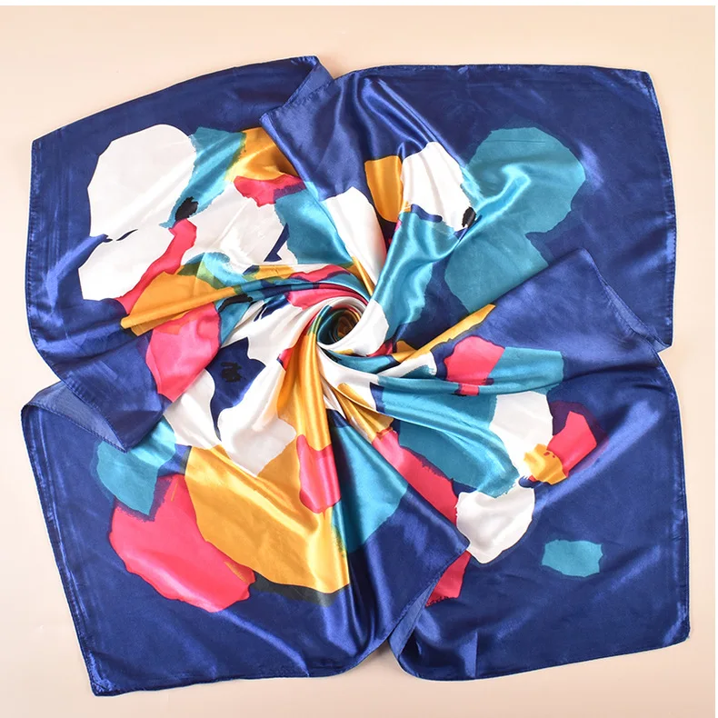 Hohe Qualität Schal Satin Seide Quadrat Schal Frauen Blume Halstuch Damen Stirnband Haar Bands Drucken Foulard Hijab Wraps Bandana – Detail 3