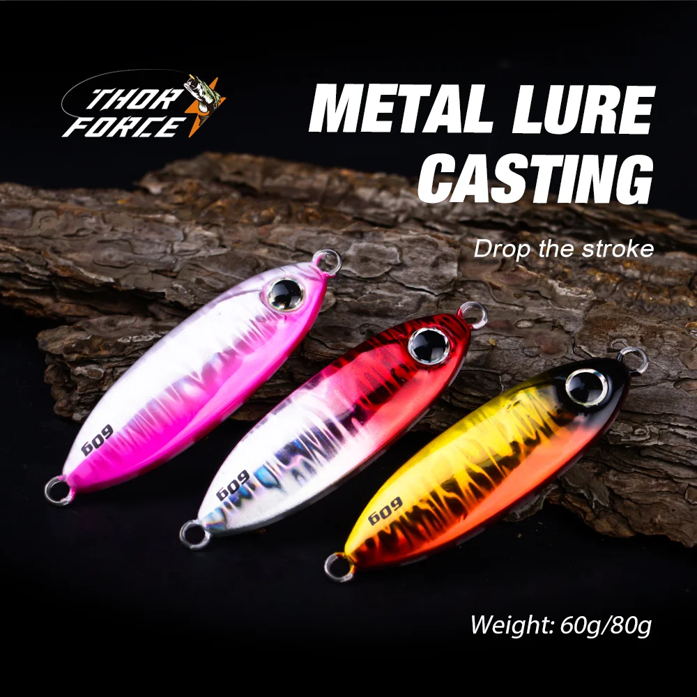 

Thorforce 60g 80g Metal Jig Slow pitch jig Shore Casting Jigging Spoon Saltwater Tuna Fishing Lure