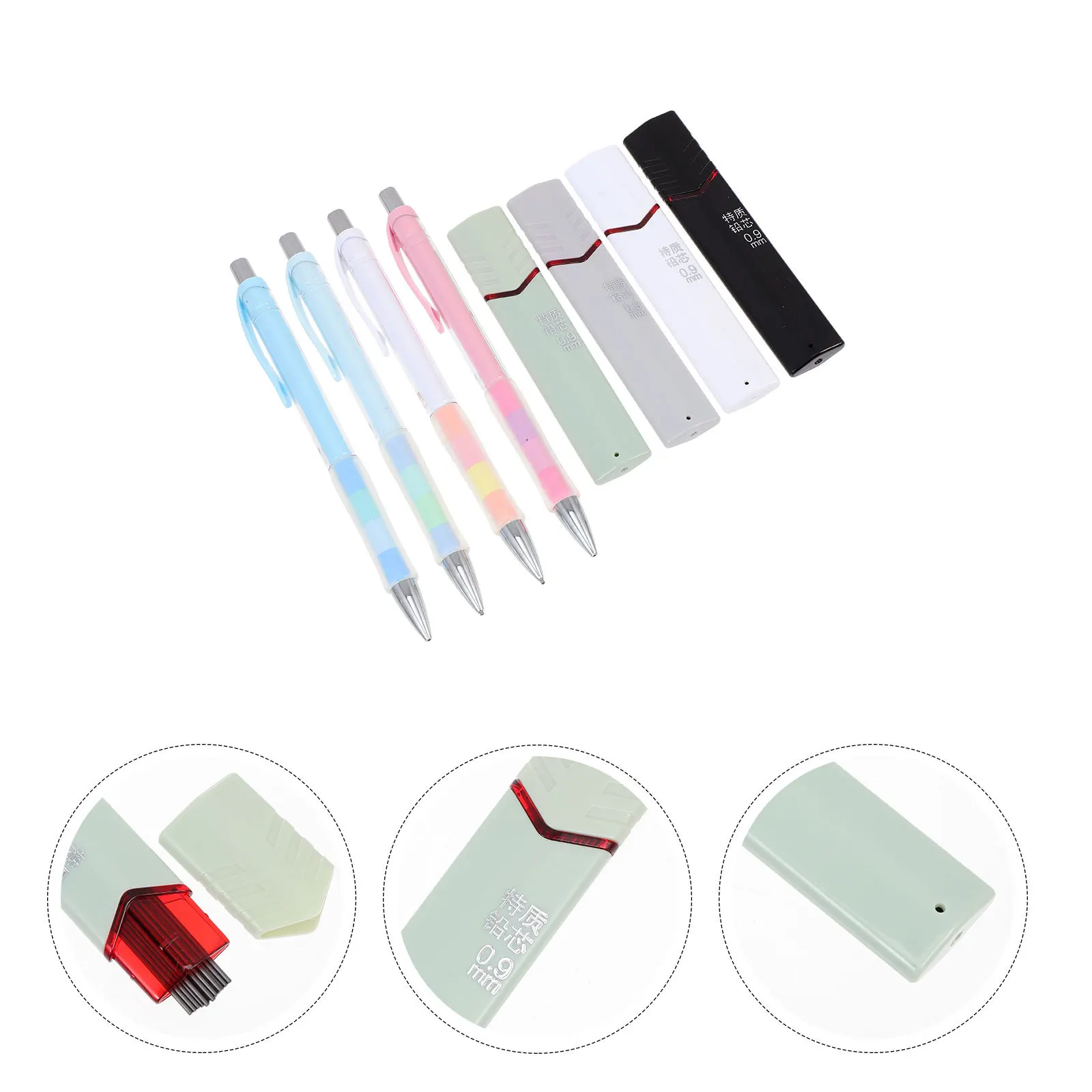 

4Sets Writing Pencil Leads Transparent Propelling Pencils Easy Use Comfortable Grip School Supplies Mechanical Pencil 0.7